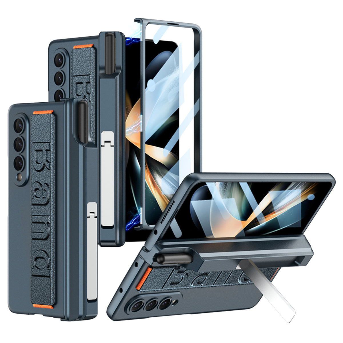 GKK For Samsung Galaxy Z Fold4 5G Wristband Kickstand Magnetic Hinge PC Case Pen Slot Folding Phone Cover with Tempered Glass Screen Film GKK For Samsung Galaxy Z Fold4 5G Wristband Kickstand Magnetic Hinge PC Case Pen Slot Folding Phone Cover with Tempered Glass Screen Film